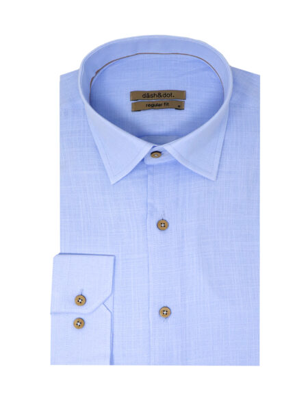 ΠΟΥΚΑΜΙΣΟ ΜΟΝΟΧΡΩΜΟ 100%COTTON ΜΕ ΞΥΛΙΝΑ ΚΟΥΜΠΙΑ